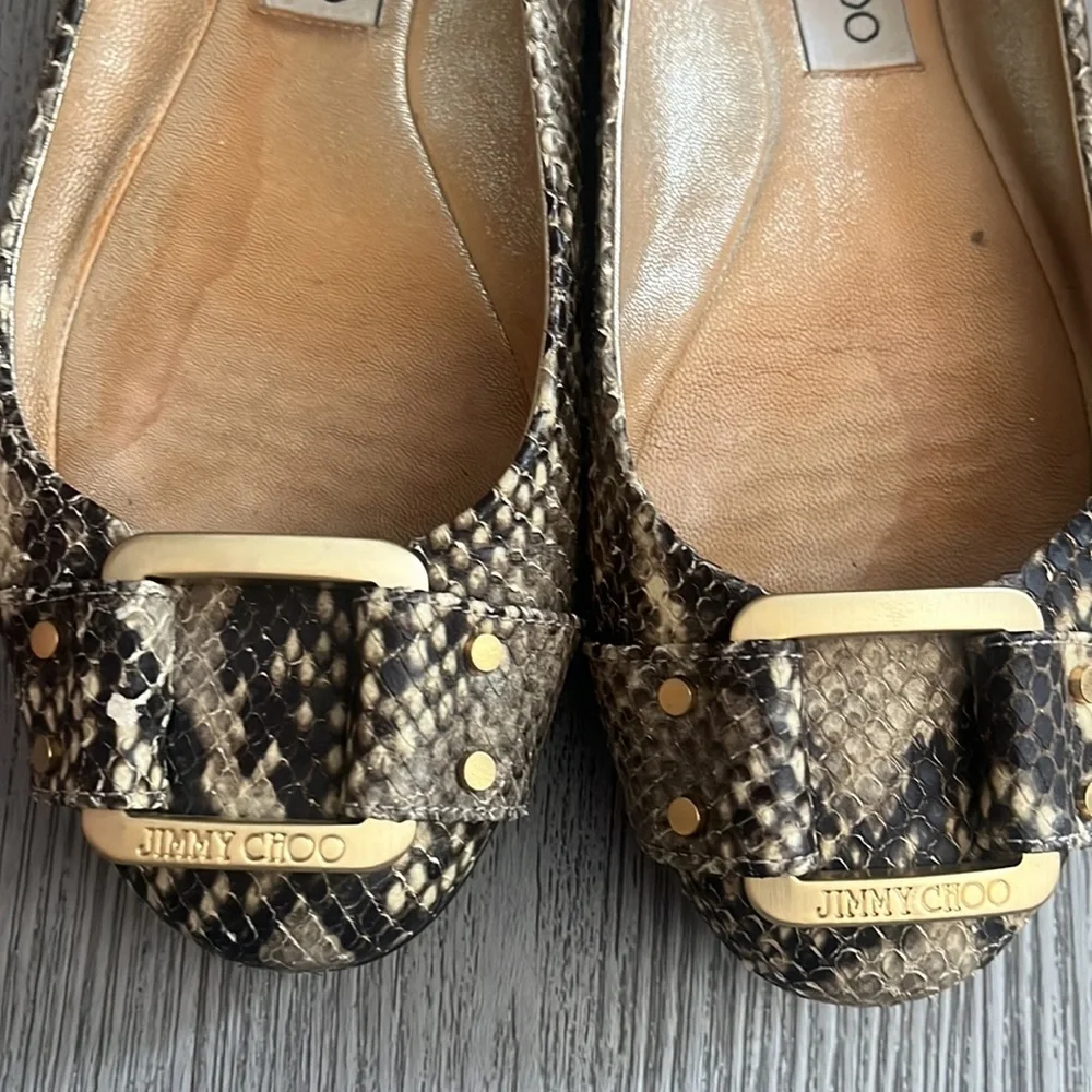 Jimmy Choo Snake Embossed Morse Ballet Flats